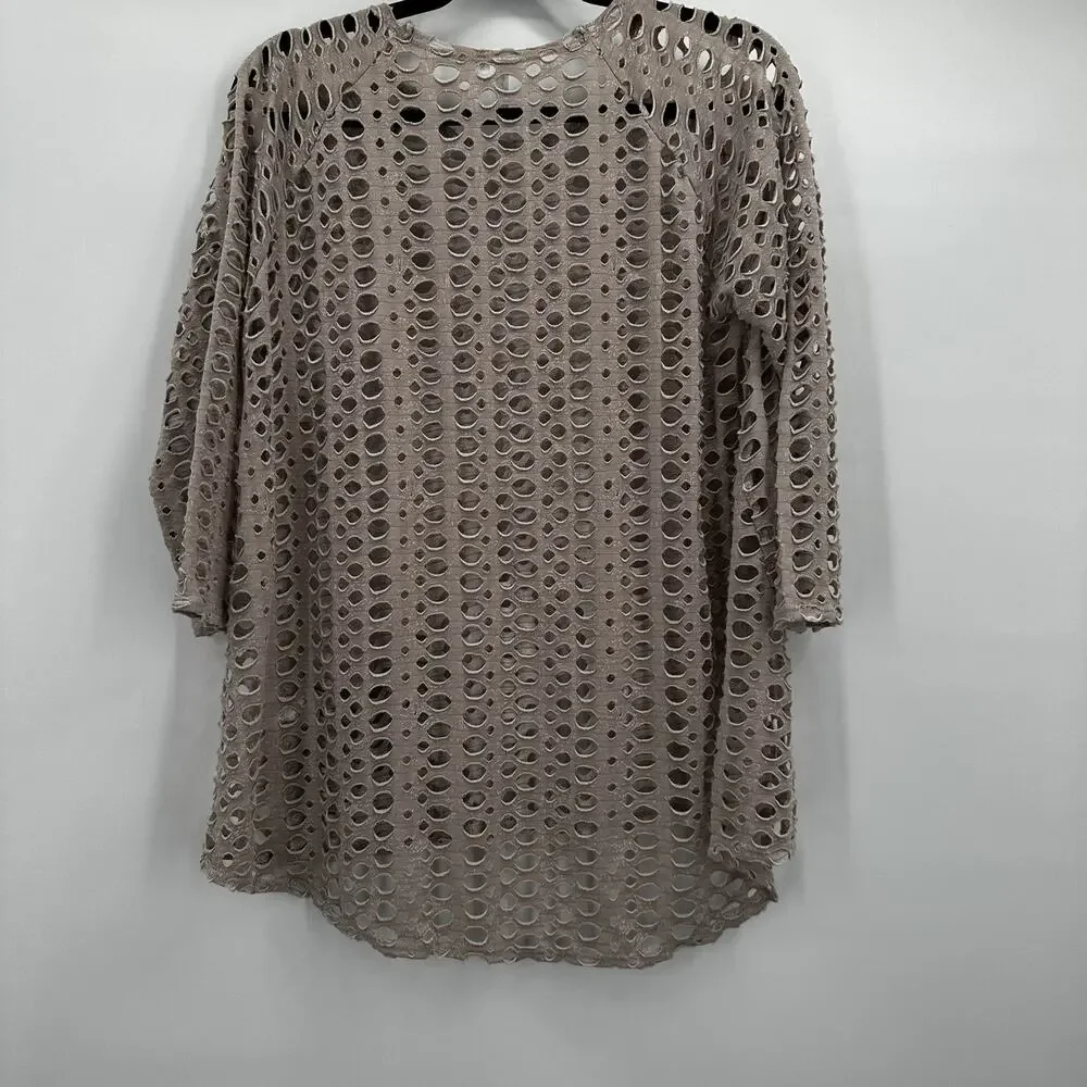 Lulu B Top Womens Small Cutout Mesh Pullover Open Knit Net Oversized‎ Beach